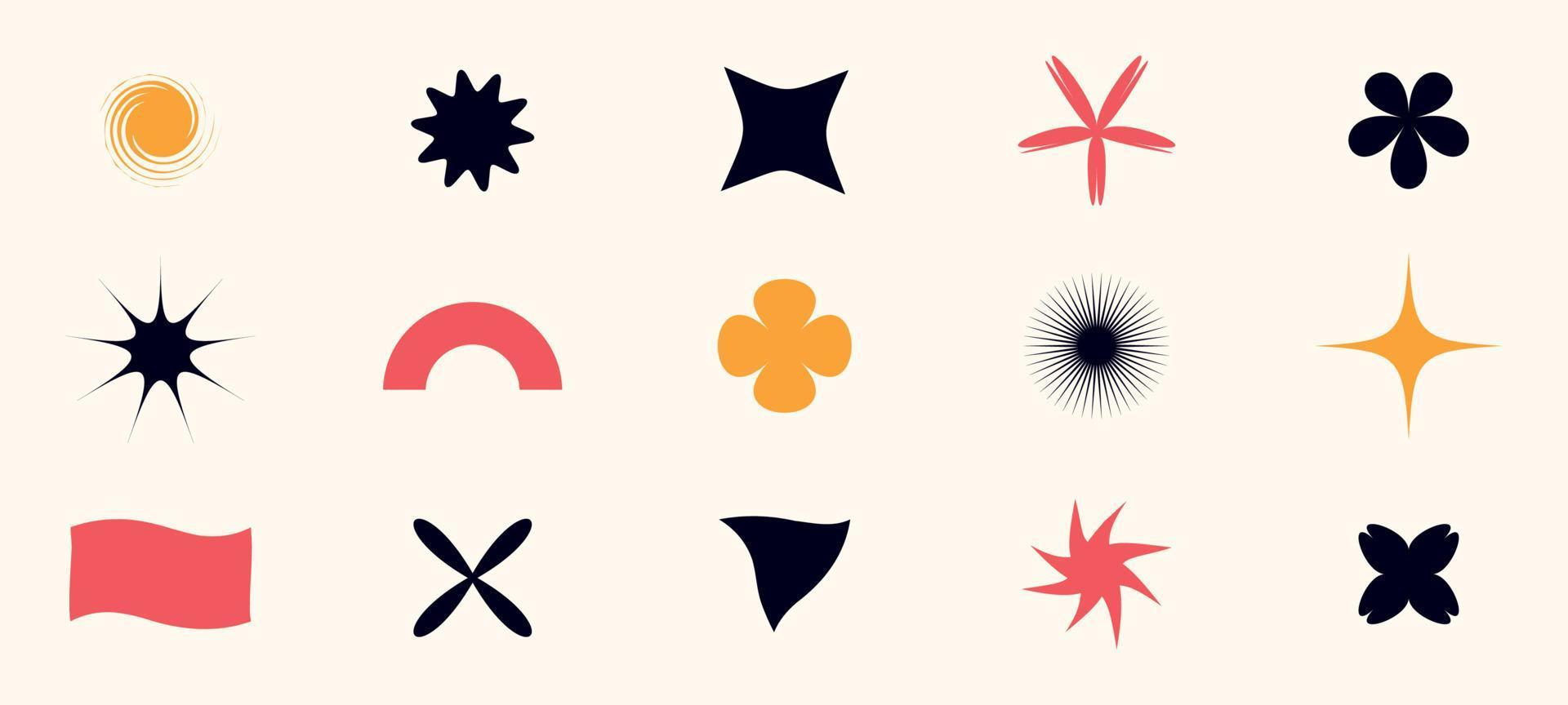 Bold primitive figures. Brutalism shapes for swiss style. Abstract geometric shapes. Postmodern figures.Vector isolated illustration vector
