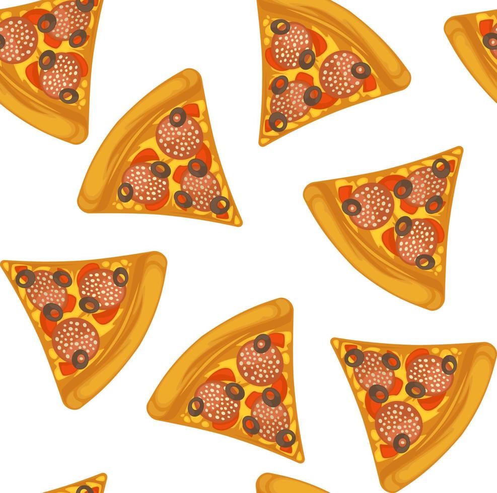 Pizza slices, tasty meal with salami and cheese vector