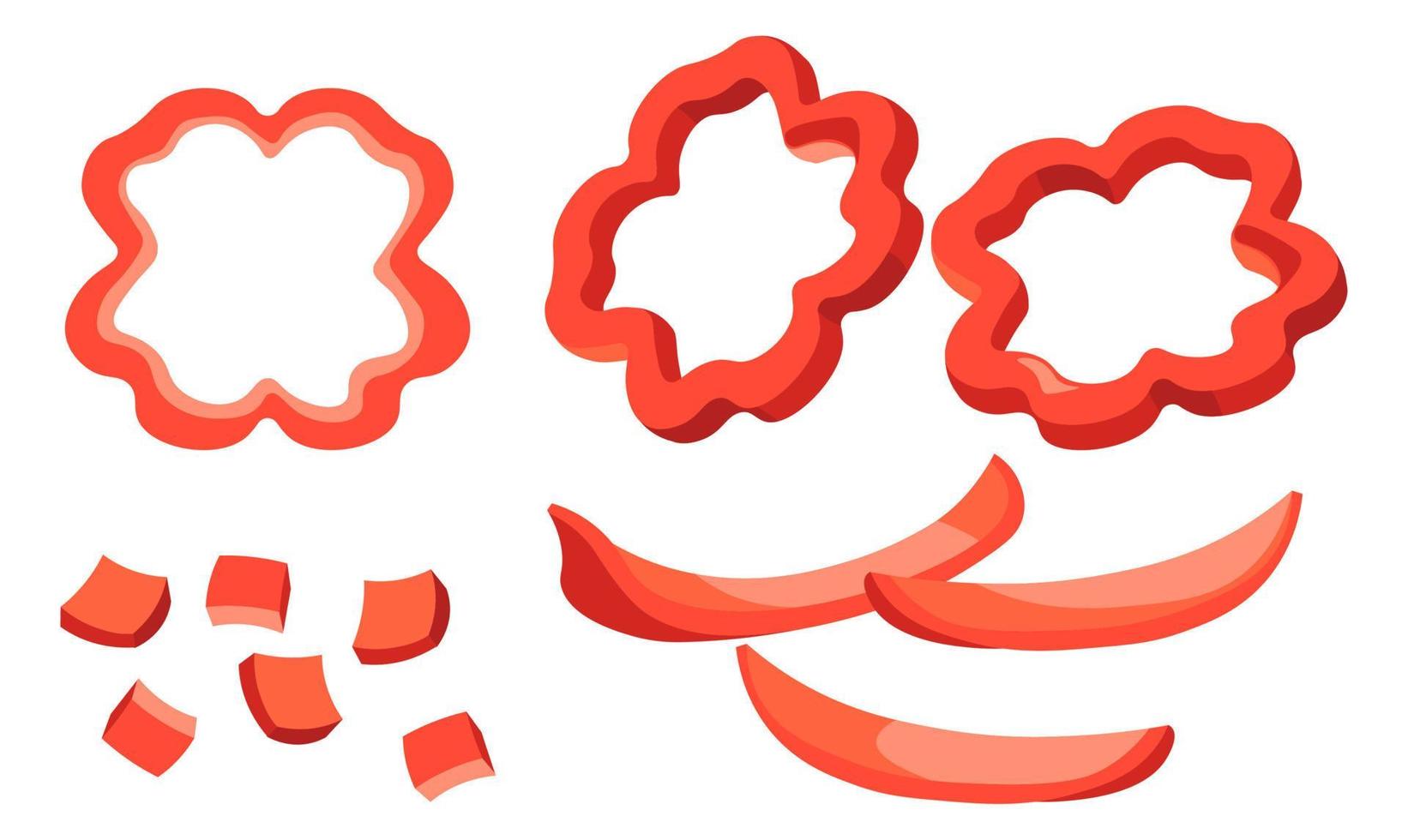 Sweet pepper vegetable, paprika veggie slices vector