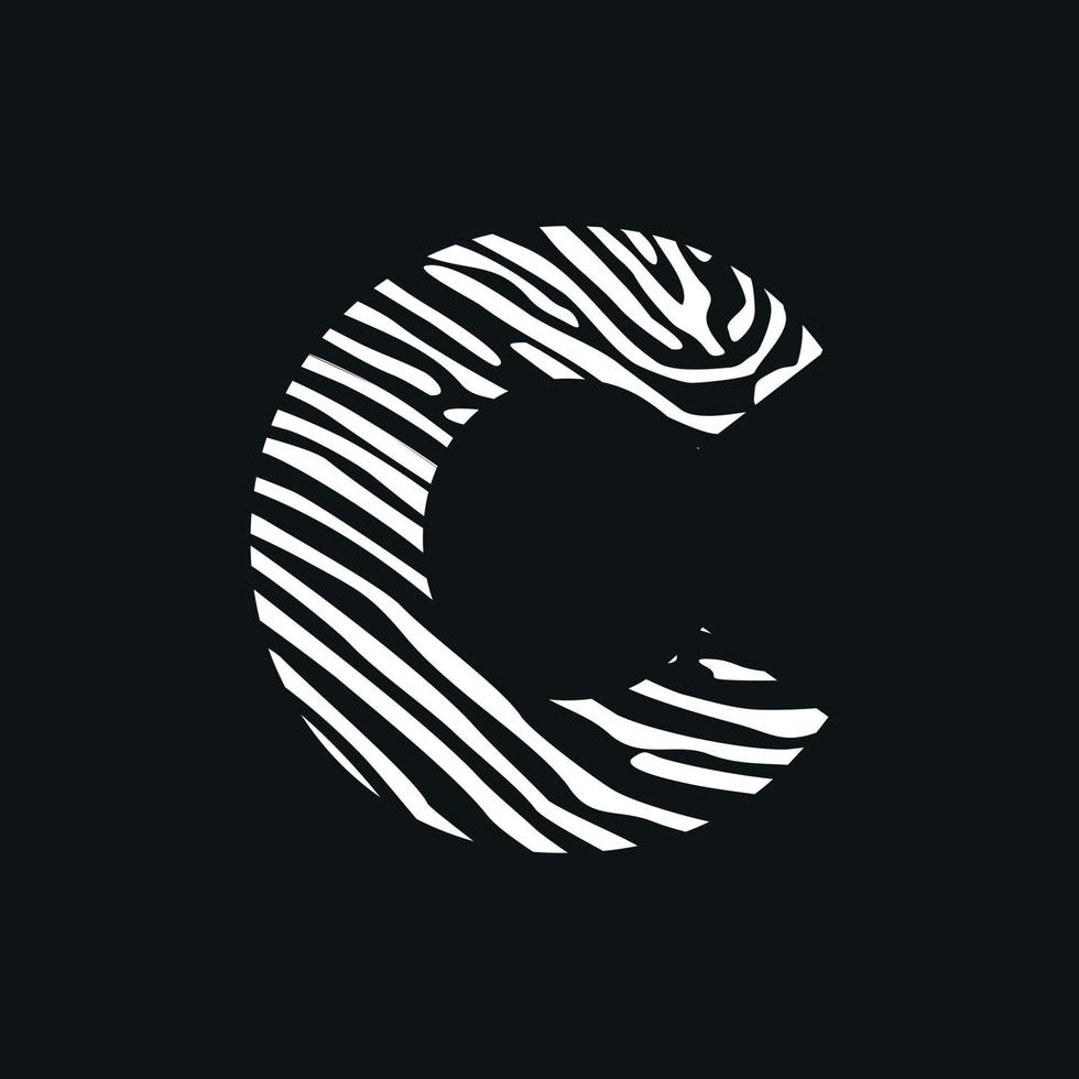 Initial C Zebra Texture Logo vector
