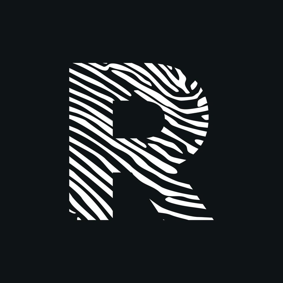 Initial R Zebra Texture Logo vector