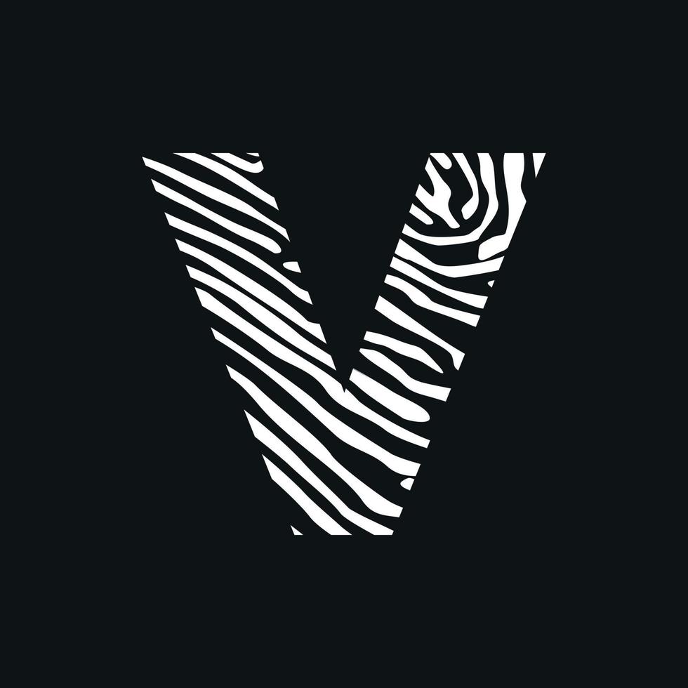 Initial V Zebra Texture Logo vector