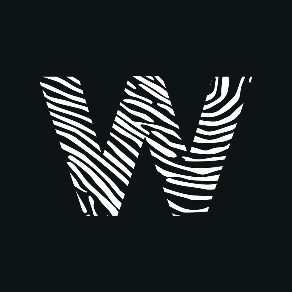 Initial W Zebra Texture Logo vector