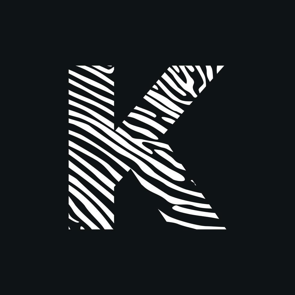 logotipo de textura de cebra k inicial vector
