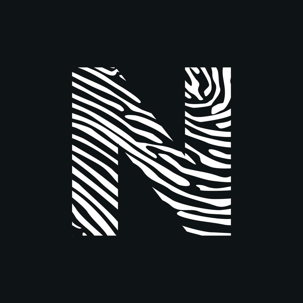 Initial N Zebra Texture Logo vector