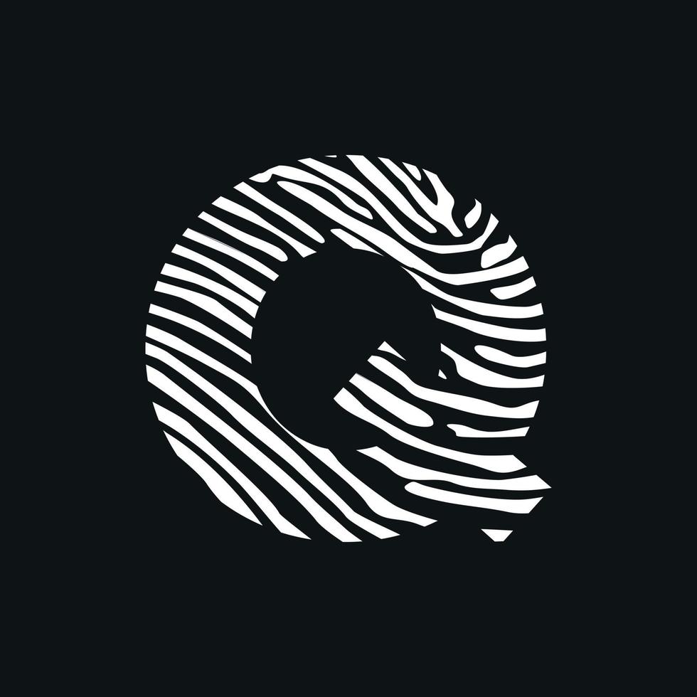 Initial Q Zebra Texture Logo vector