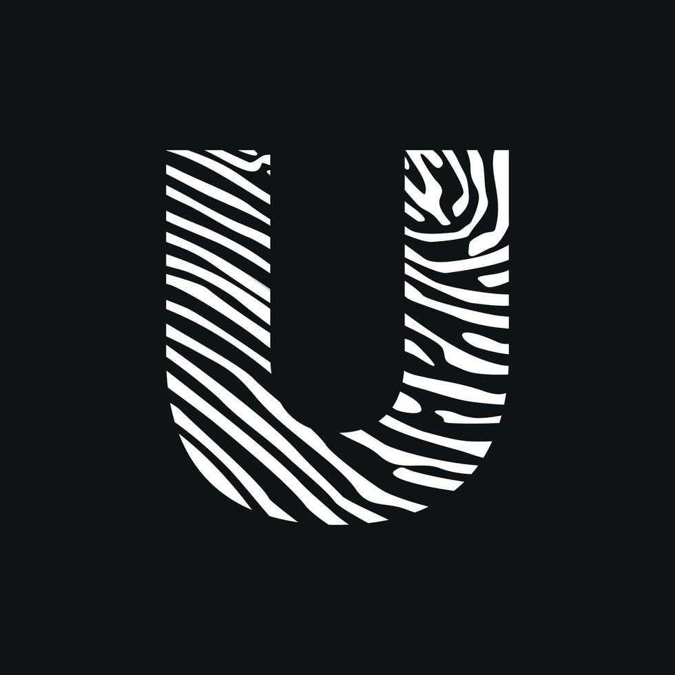 Initial U Zebra Texture Logo vector