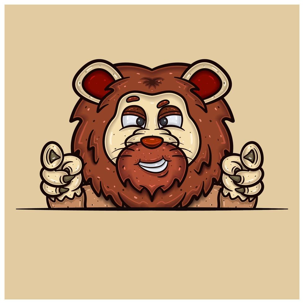 Smug Face Expression With Lion Cartoon. vector