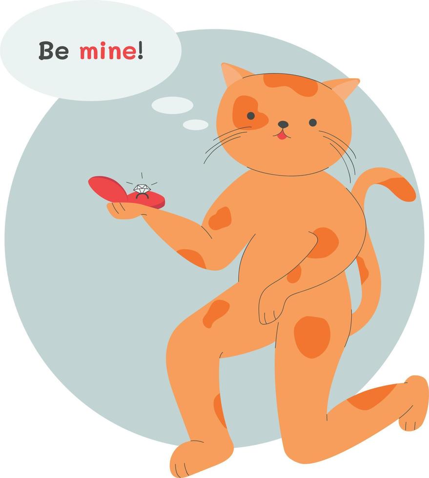 Colored cat makes a marriage proposal vector