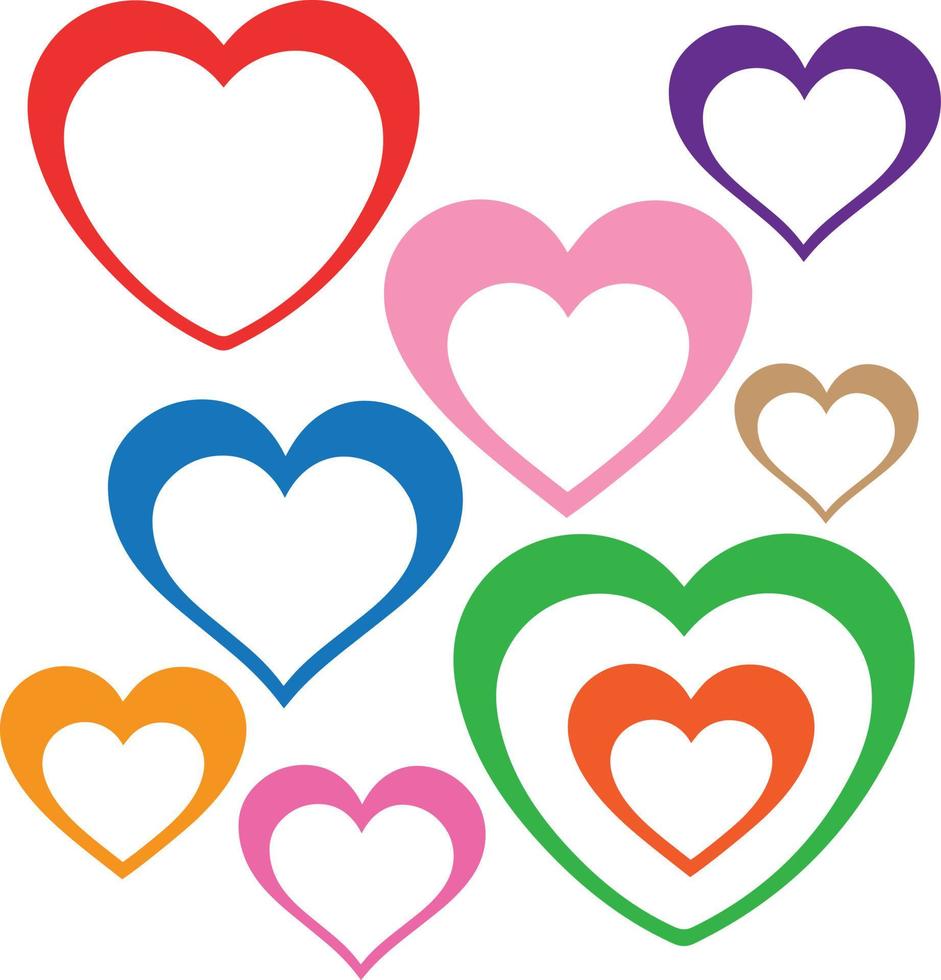 Illustration. Vector heart collection Many styles suitable for design, cards, icons.