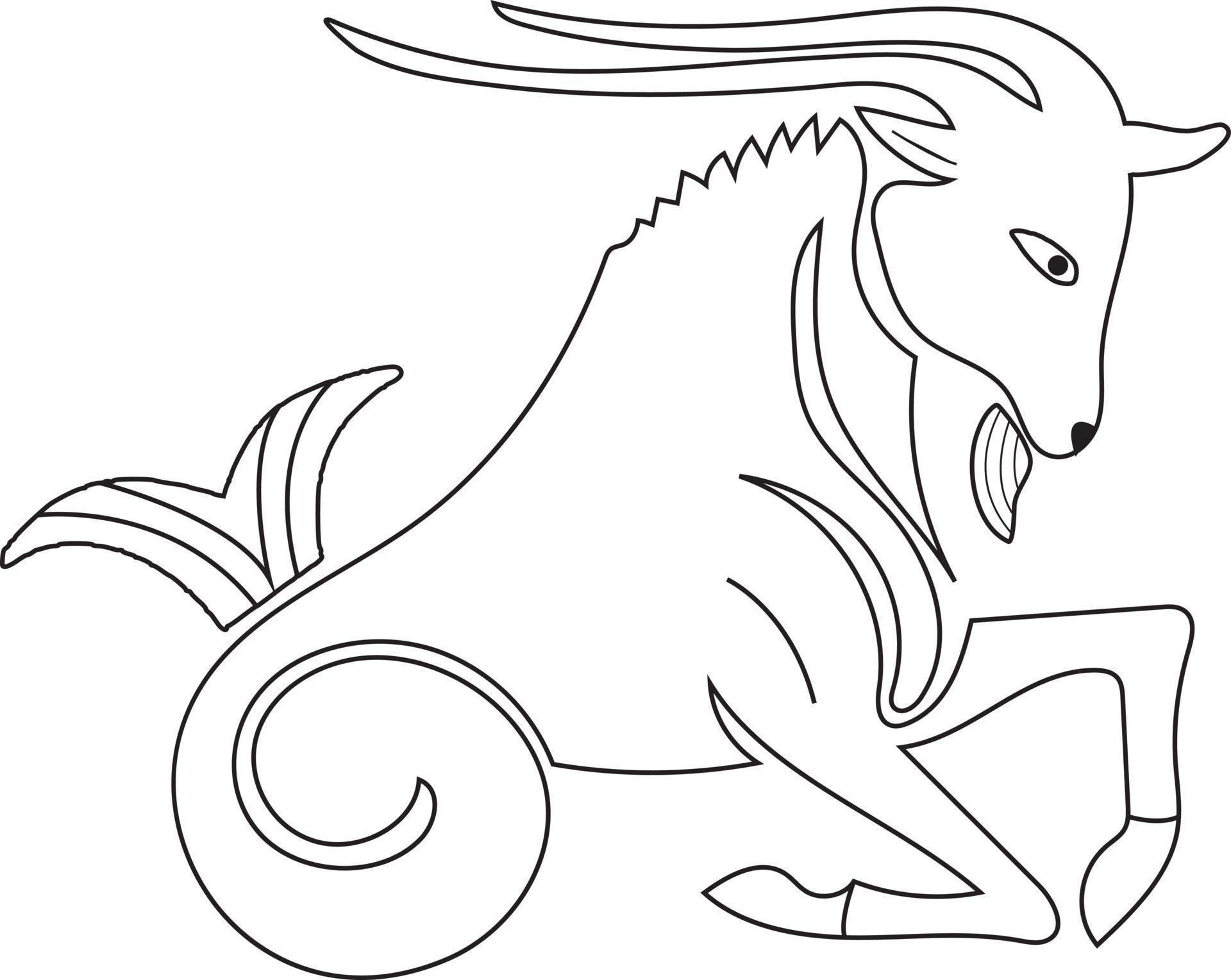 Zodiac Sign Capricorn Coloring Page 17740041 Vector Art at Vecteezy