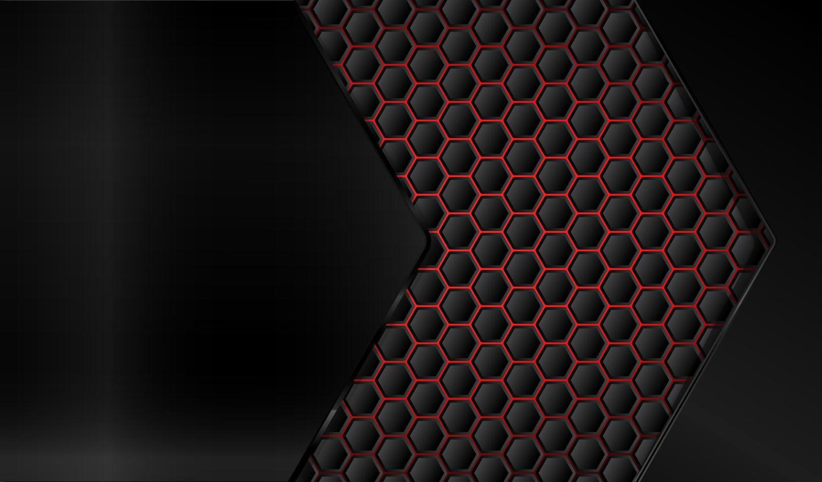 metal negro abstracto con fondo de brillo rojo vector