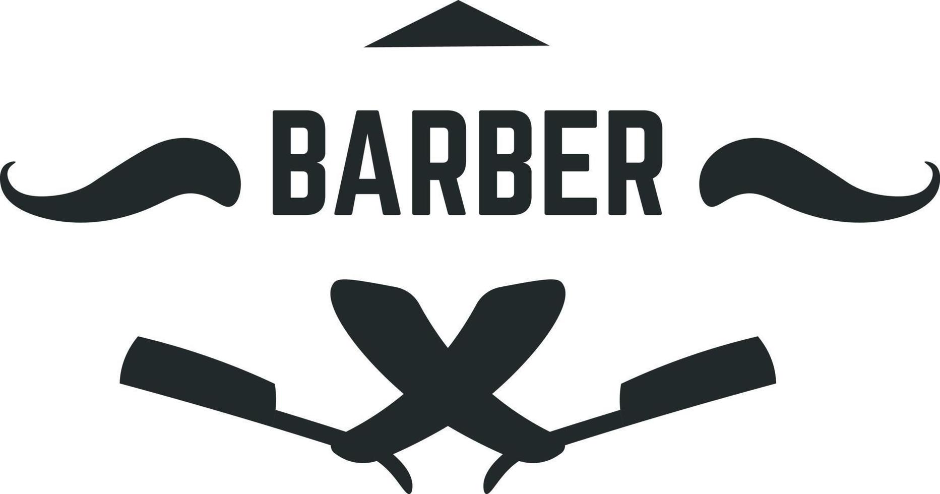 Vintage barber logotype, mustache with razors vector