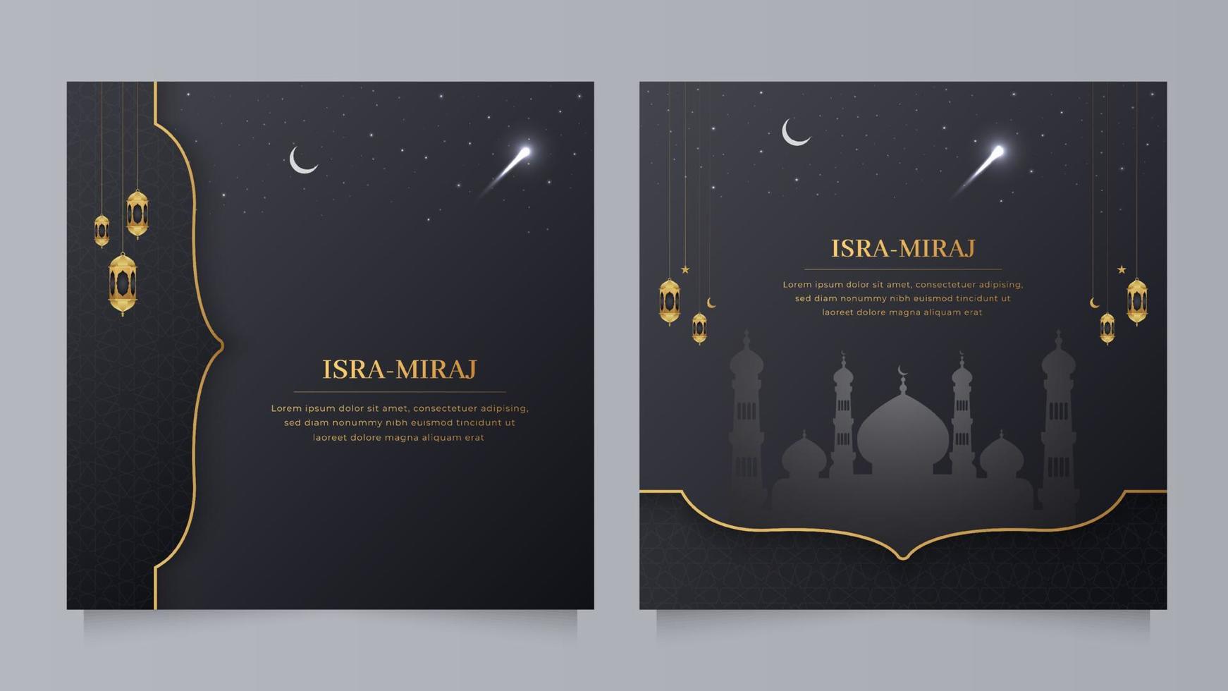 Isra Miraj Islamic Background Miraj un Nabi Night Journey Social Media Post Template with Mosque vector