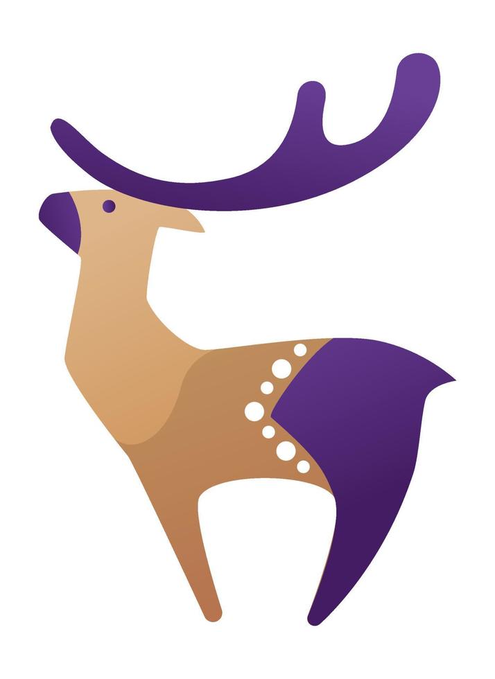 Reindeer with antlers decoration for xmas tree vector