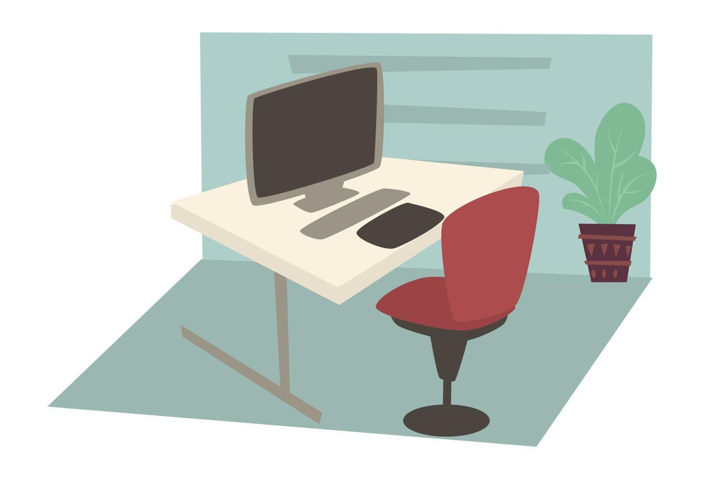 Working place in home or office interior design vector