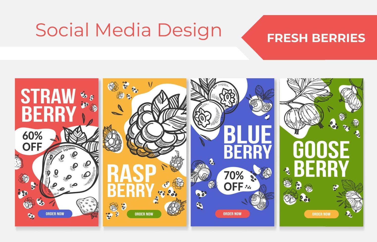 Fresh berries social media design, vector illustration