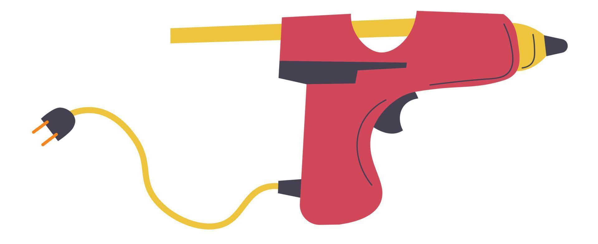 Gluegun with dry stick, tool for school lessons vector