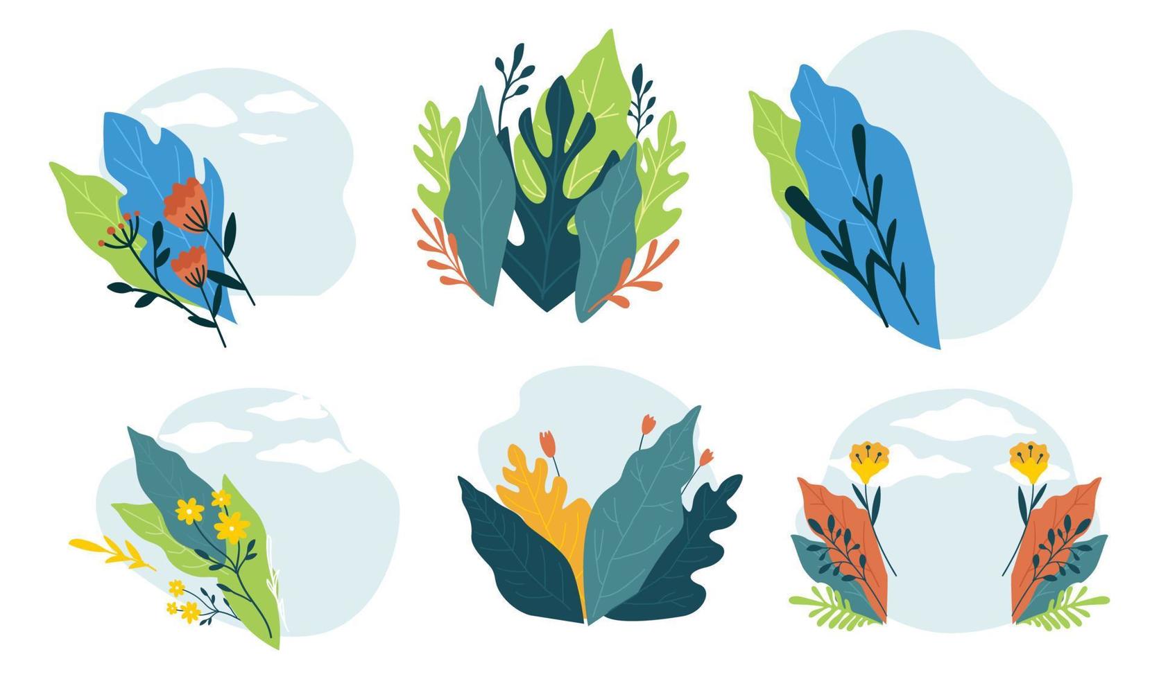 Flowers and foliage in blossom, spring blooming vector