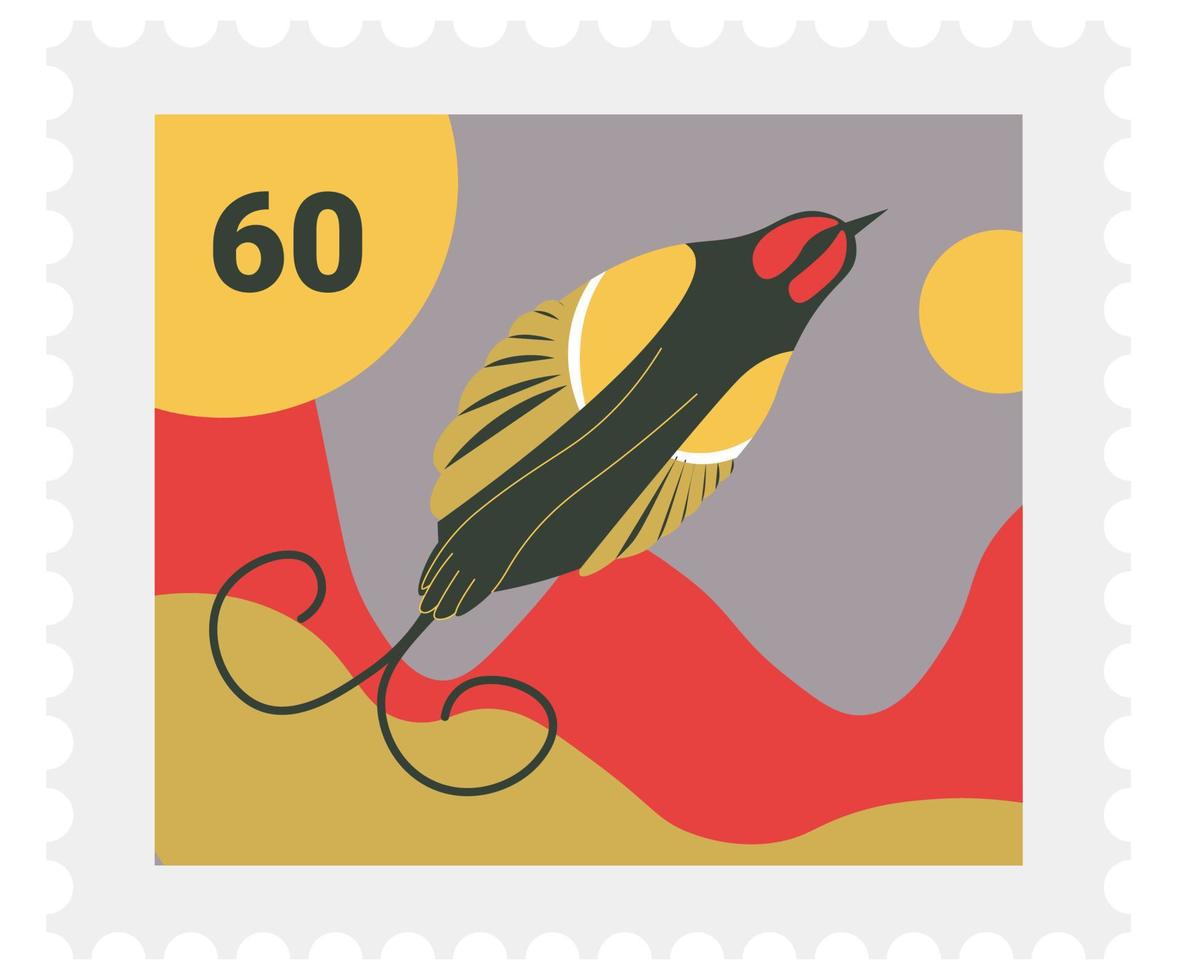 Postal marking for envelope, postmark with bird vector