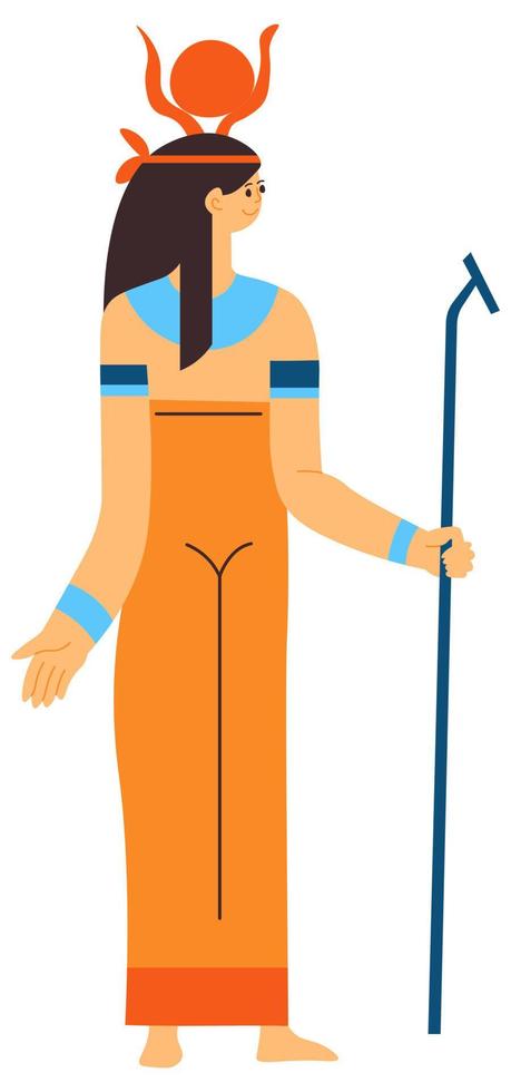 diosa egipcia, personaje femenino antiguo egipto vector