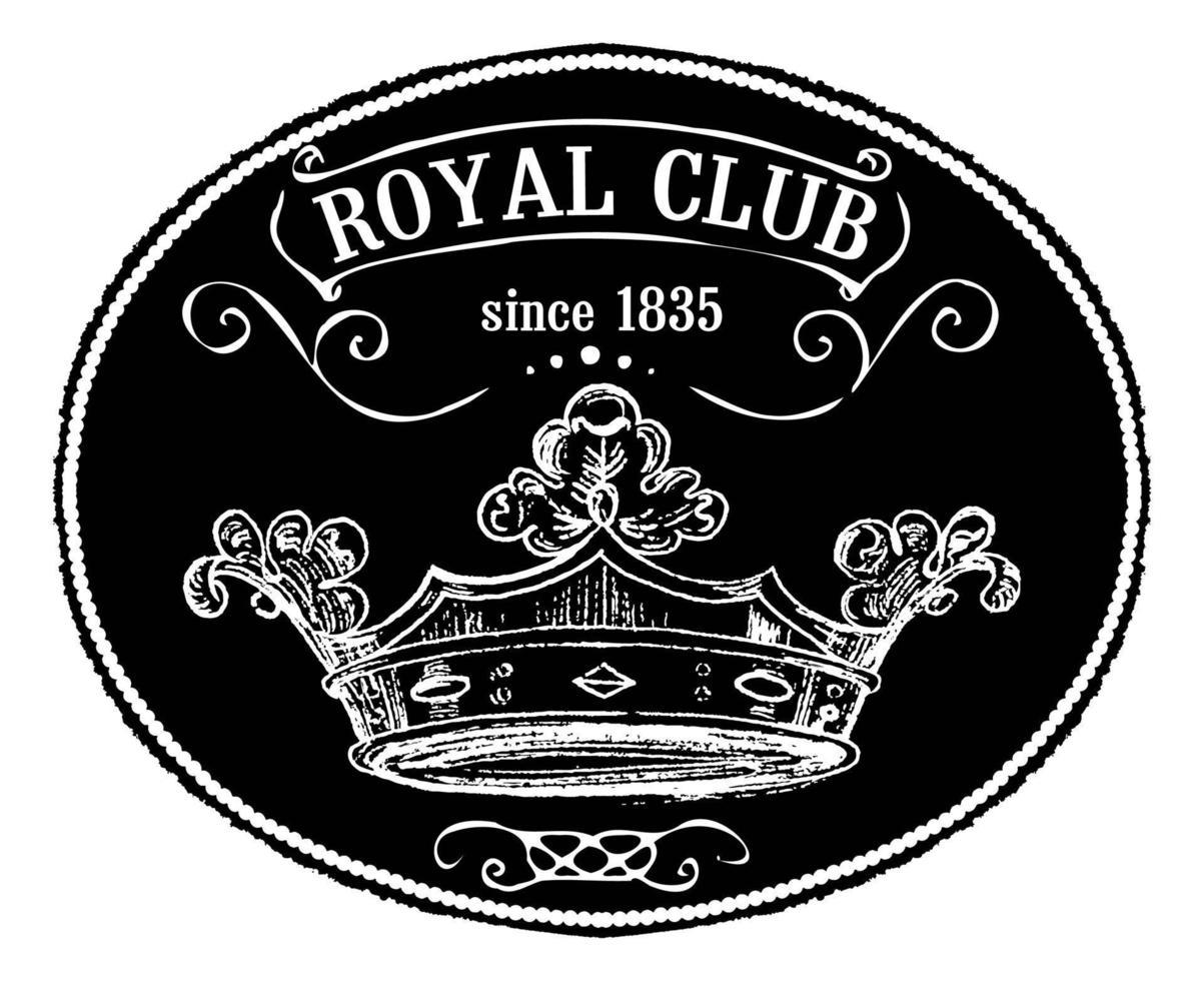 Royal club vintage tag or emblem with chalk effect vector