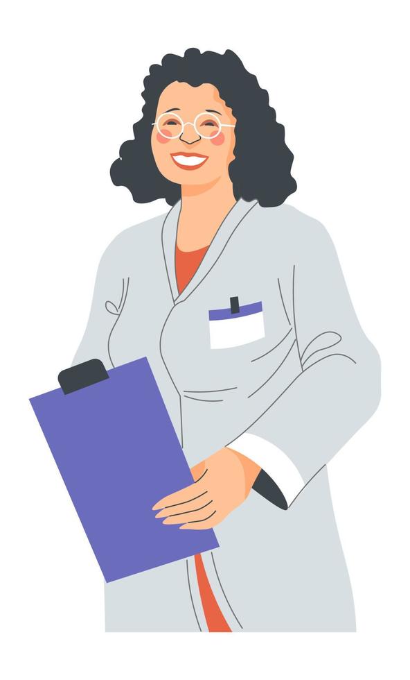 doctora con clip, terapeuta practicante vector