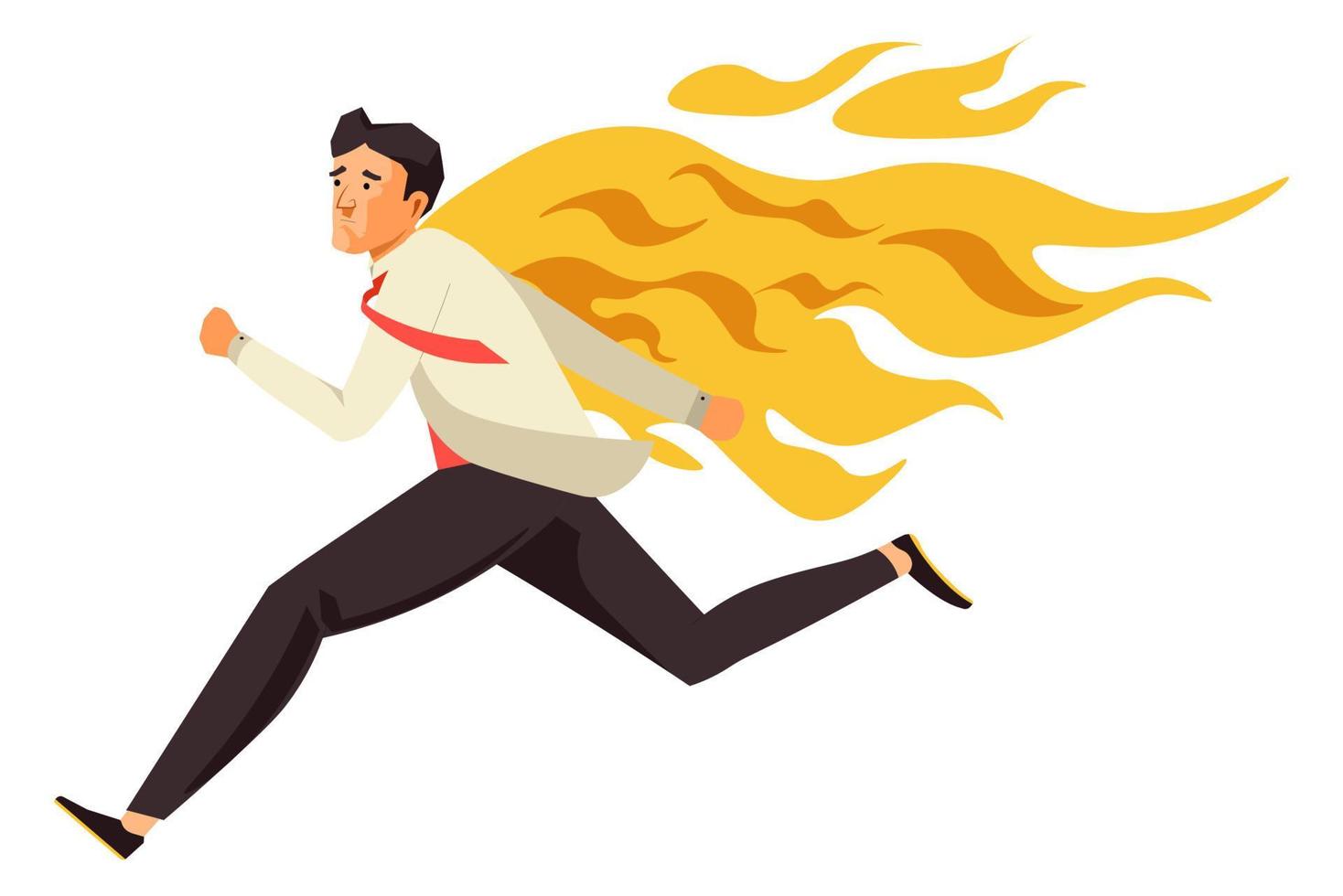 Businessman hurrying up, running male character vector