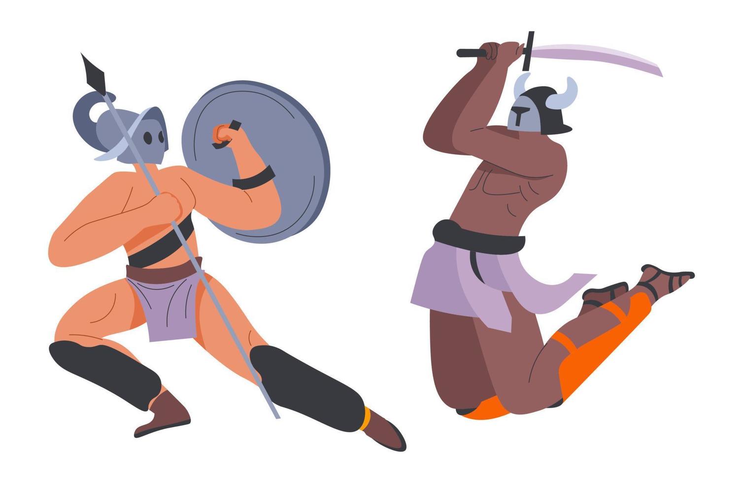 Gladiators fighting, combat tournament battle vector