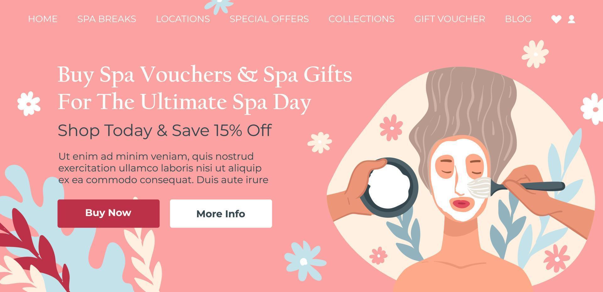 Buy spa vouchers and gifts for day, discount web vector