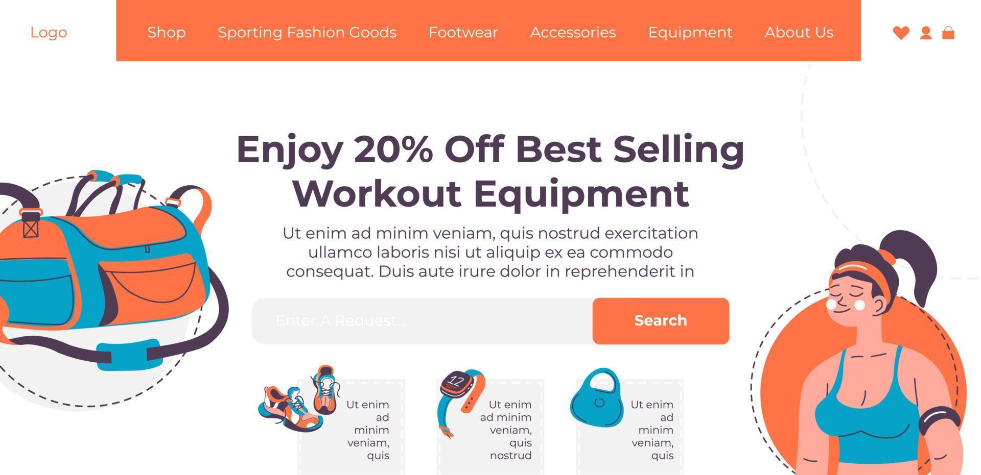 Best selling workout equipment with sale in web vector