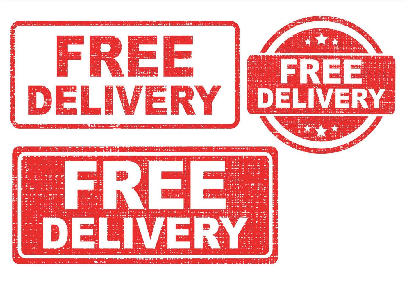FREE DELIVERY red rubber stamp vector over a white background.