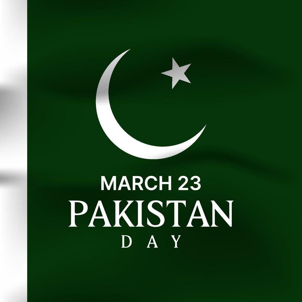 celebration pakistan day with green white flag background. vector illustration