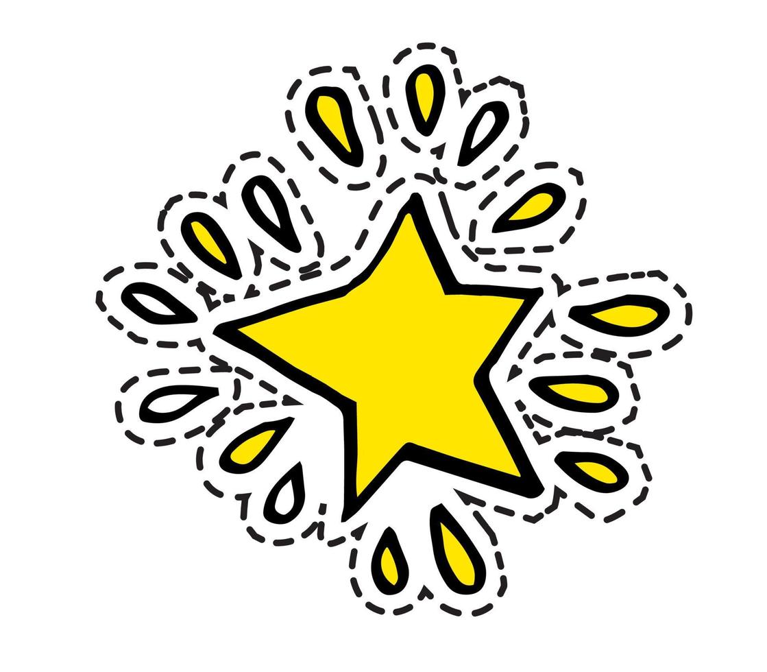 icono o pegatina de estrella brillante, cuerpos celestes vector