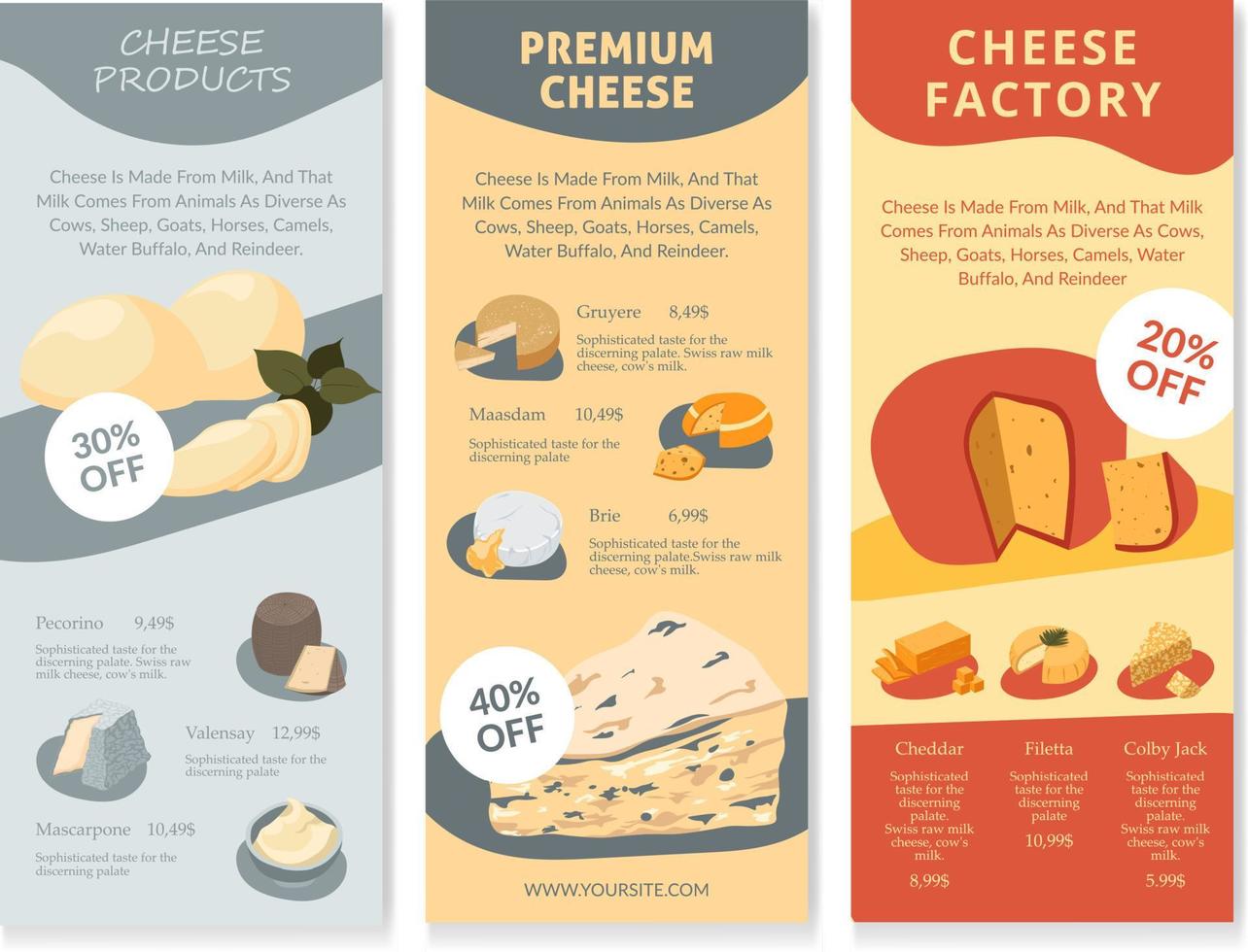 Premium cheese factory and production of food vector