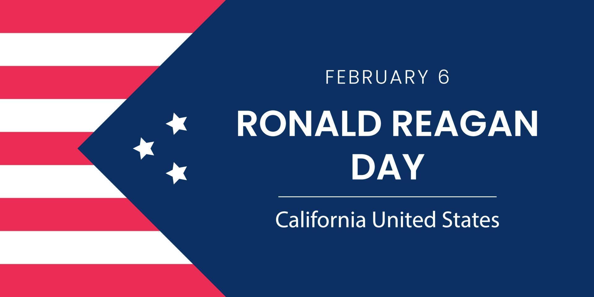 February 6, Ronald Reagan day, California United States background vector flat style. Suitable for poster, cover, web, social media banner.