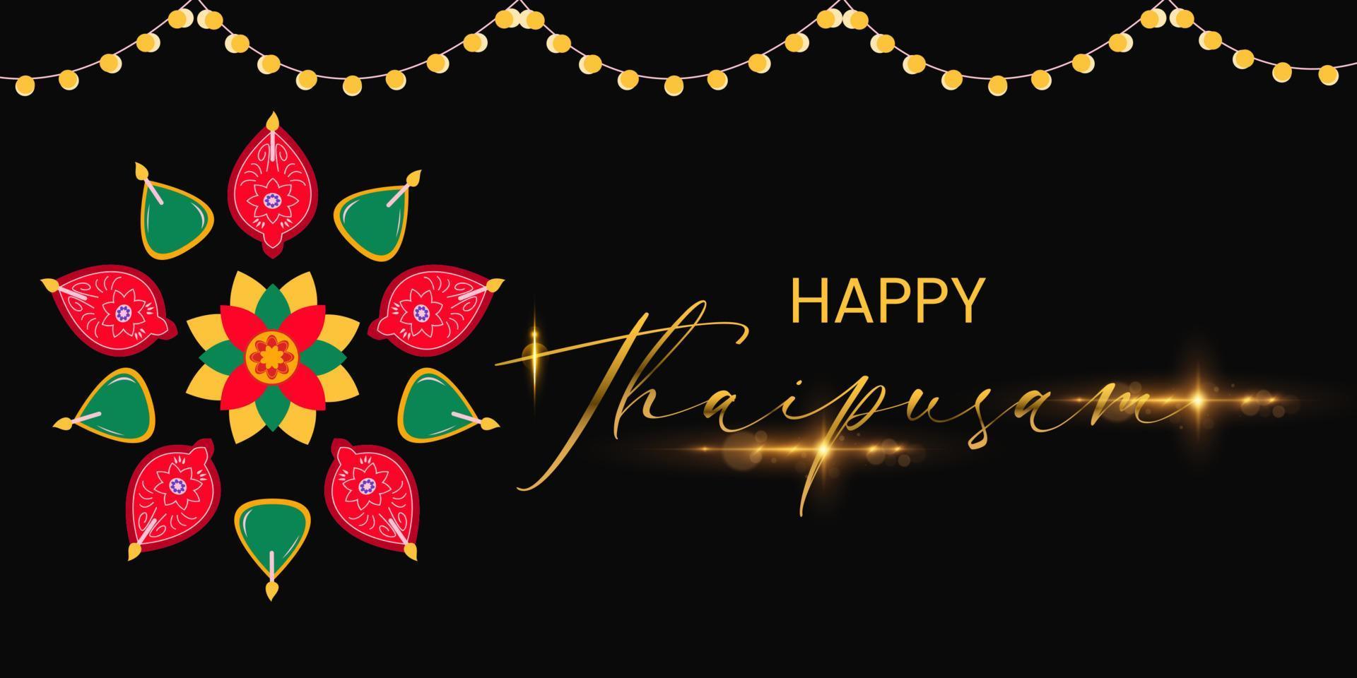 Vector illustration concept of Happy Thaipusam or Thaipoosam greeting card, banner.