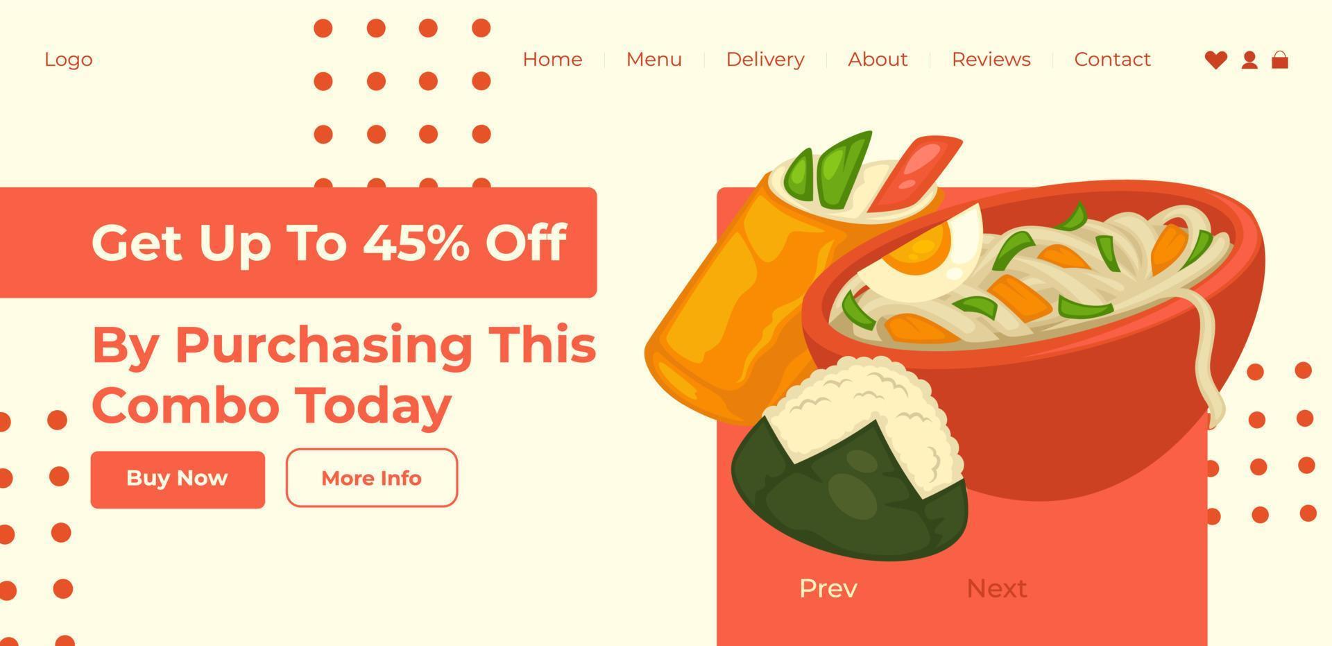 Get discount by purchasing meal combination web vector