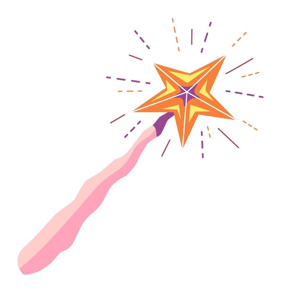 Magic wand, witchcraft and wizardry fairy tales vector