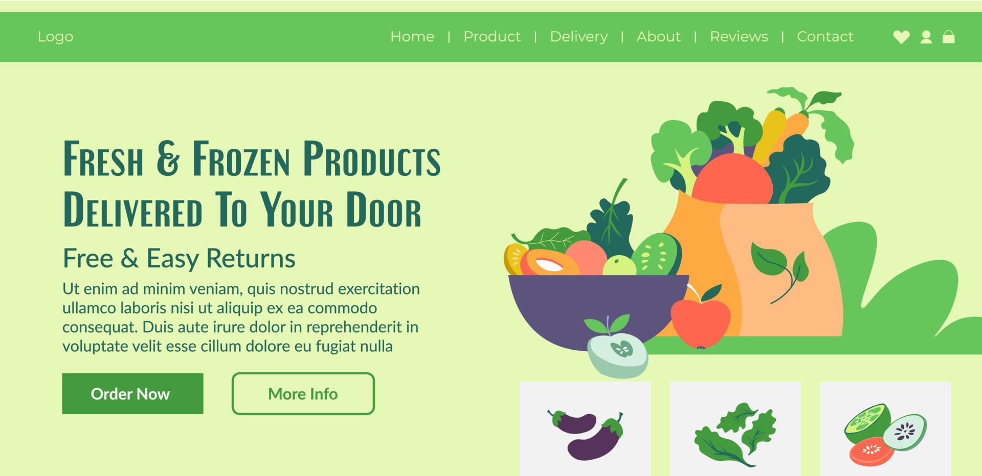 Fresh and frozen products delivered to your door vector