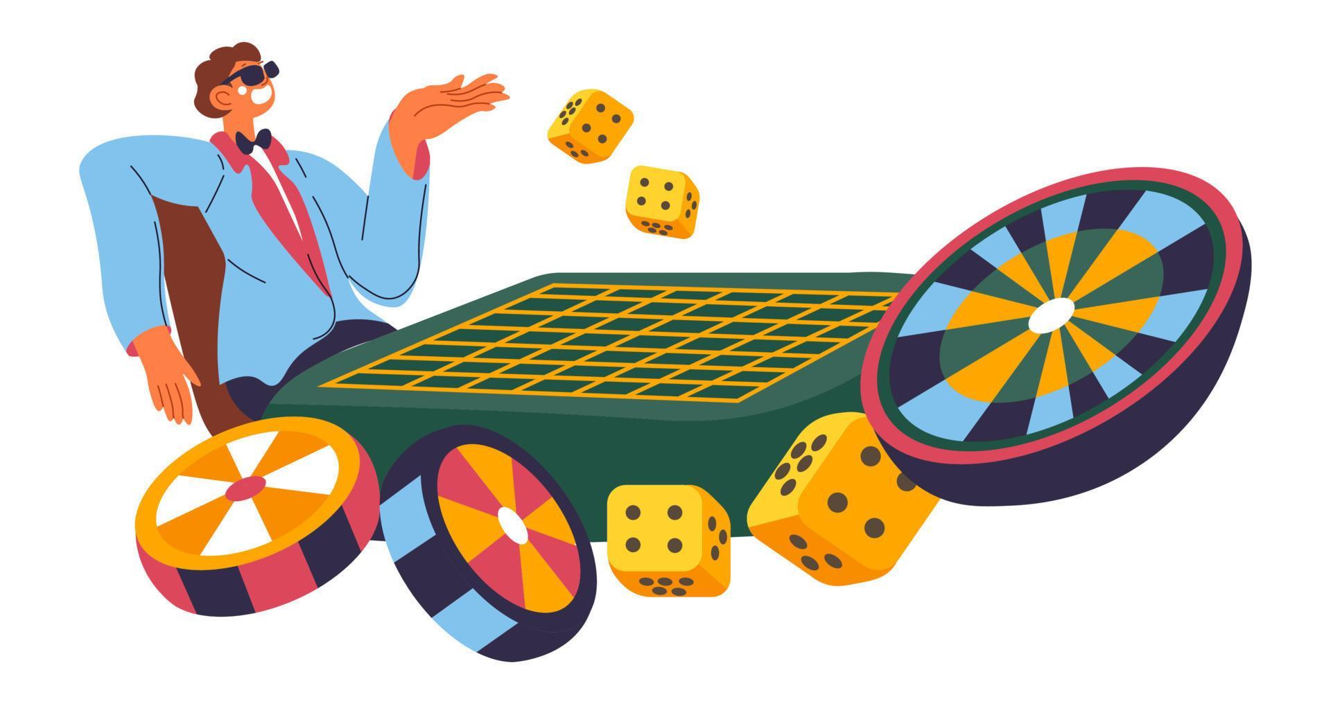 Gambling and playing game for money throw dice 17740745 Vector Art at