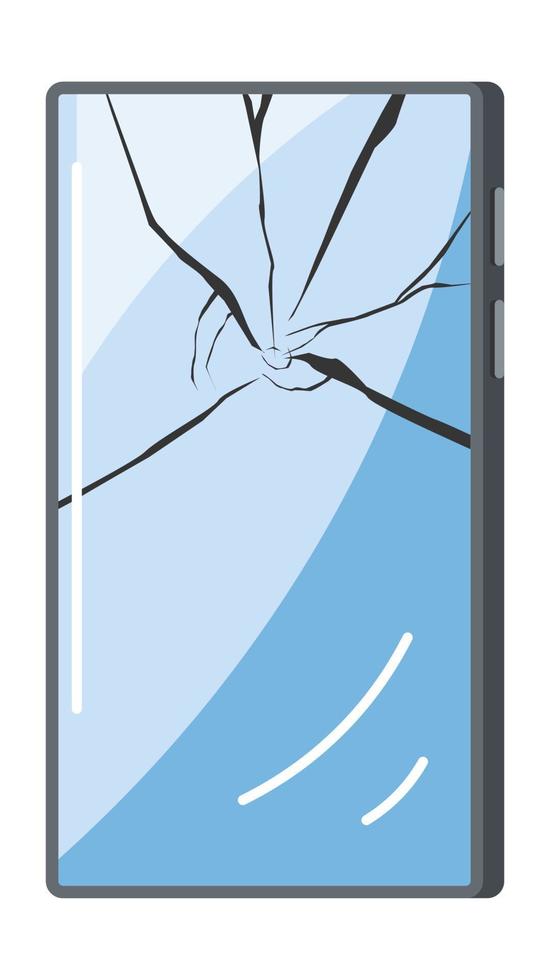 teléfono inteligente dañado con vector de vidrio de pantalla rota