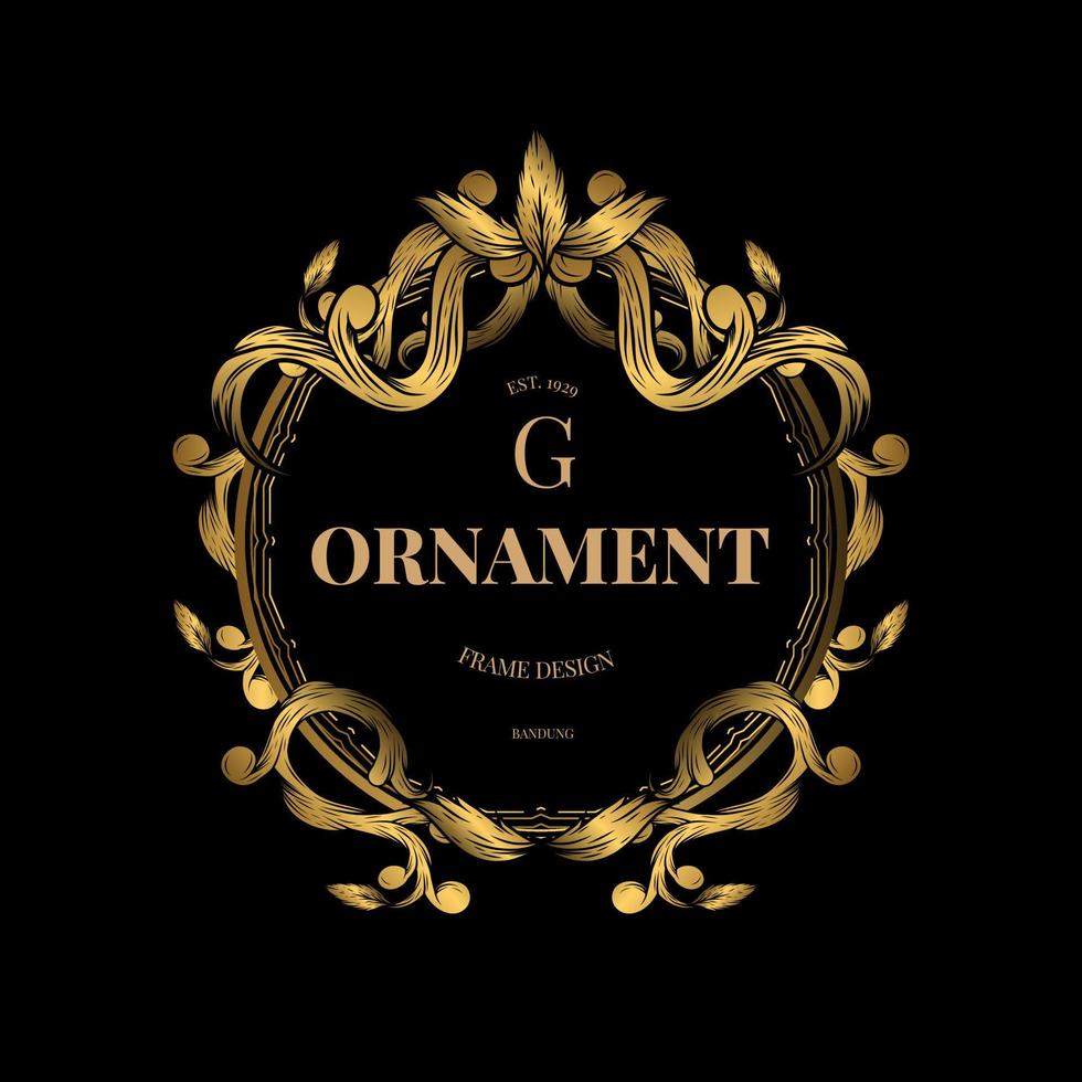 Vintage gold frame with ornament concept vector