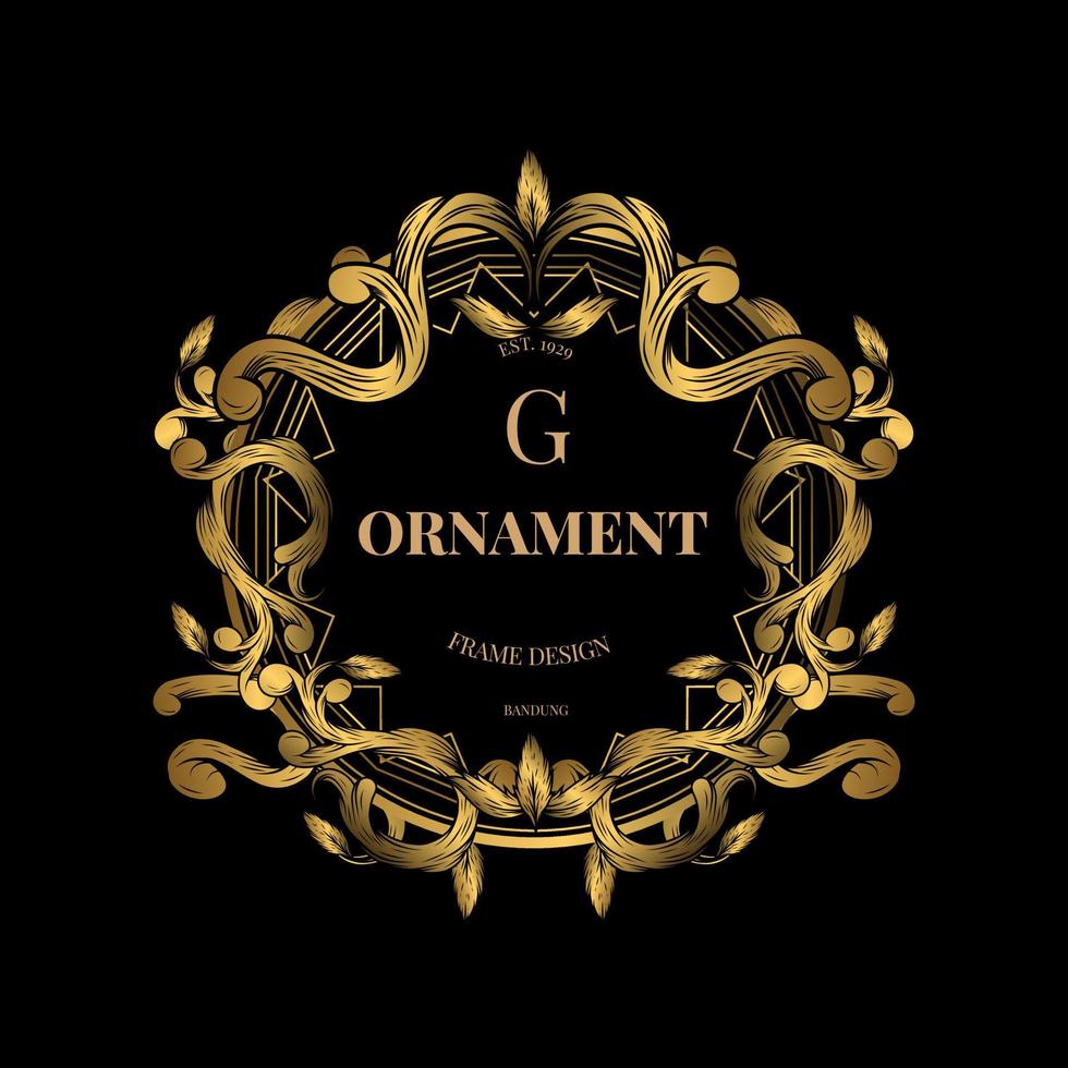 Vintage gold frame with ornament concept vector