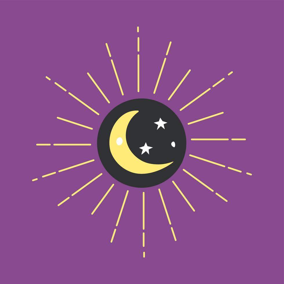 tarjetas mágicas, vector de fenómenos de eclipse de sol y luna