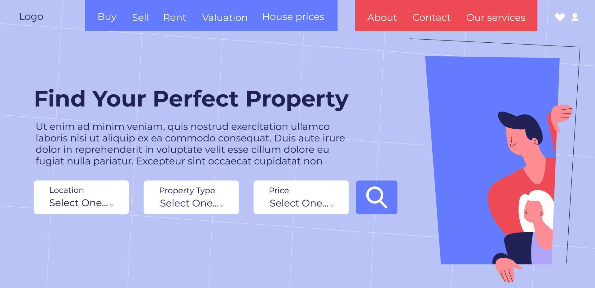 encuentre su propiedad perfecta, busque en el sitio web vector
