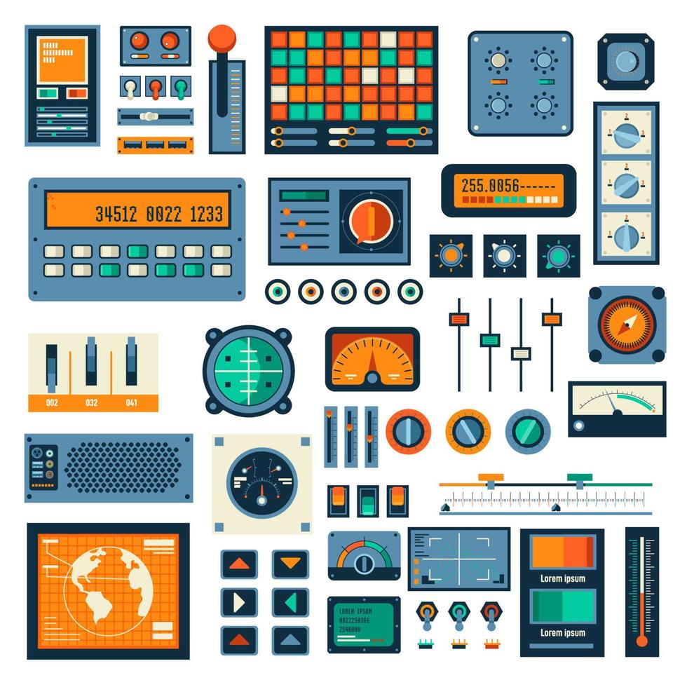 interfaz de paneles y dispositivos, conjunto de botones de radio vector