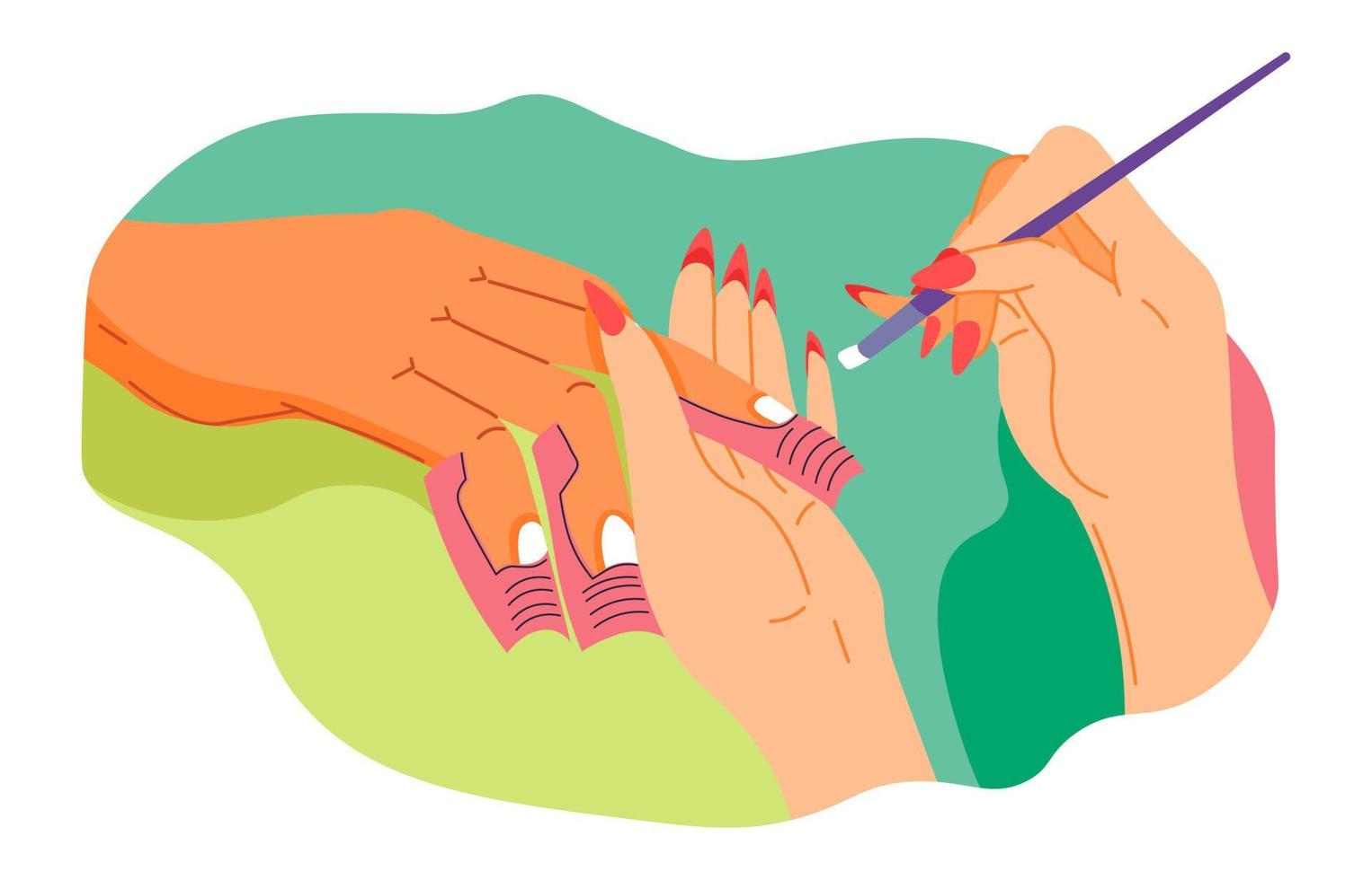 Nailcare and manicure, woman with nail polish vector