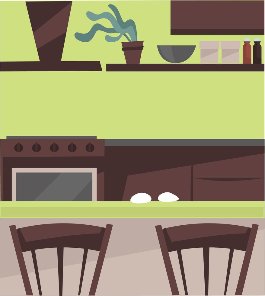 Contemporary kitchen with furniture and decor vector