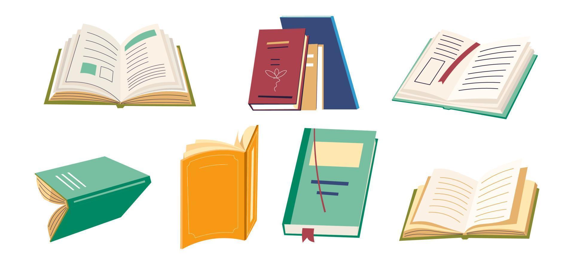 Open books, student textbook or literature set vector